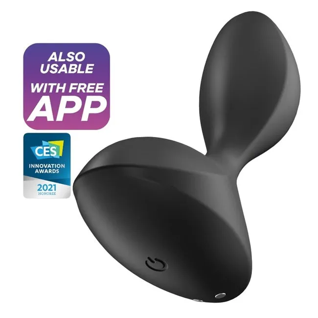 Plug anal vibrator SATISFYER Sweet Seal. control prin aplicatie. vibratii personalizate. rezistent la apa IPX7. negru