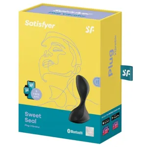Plug anal vibrator SATISFYER Sweet Seal. control prin aplicatie. vibratii personalizate. rezistent la apa IPX7. negru