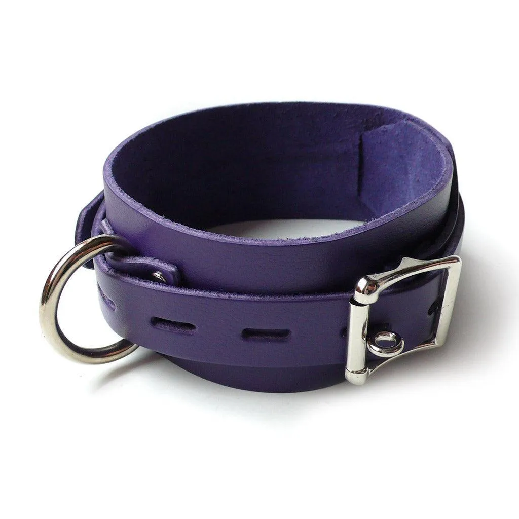 Purple Leather Collar w/ Locking Buckle