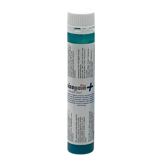 Set 5 afrodisiace shot SIZEGAIN Plus Instant Shot. pentru testosteron. potență și libido masculin. 5 x 25 ml