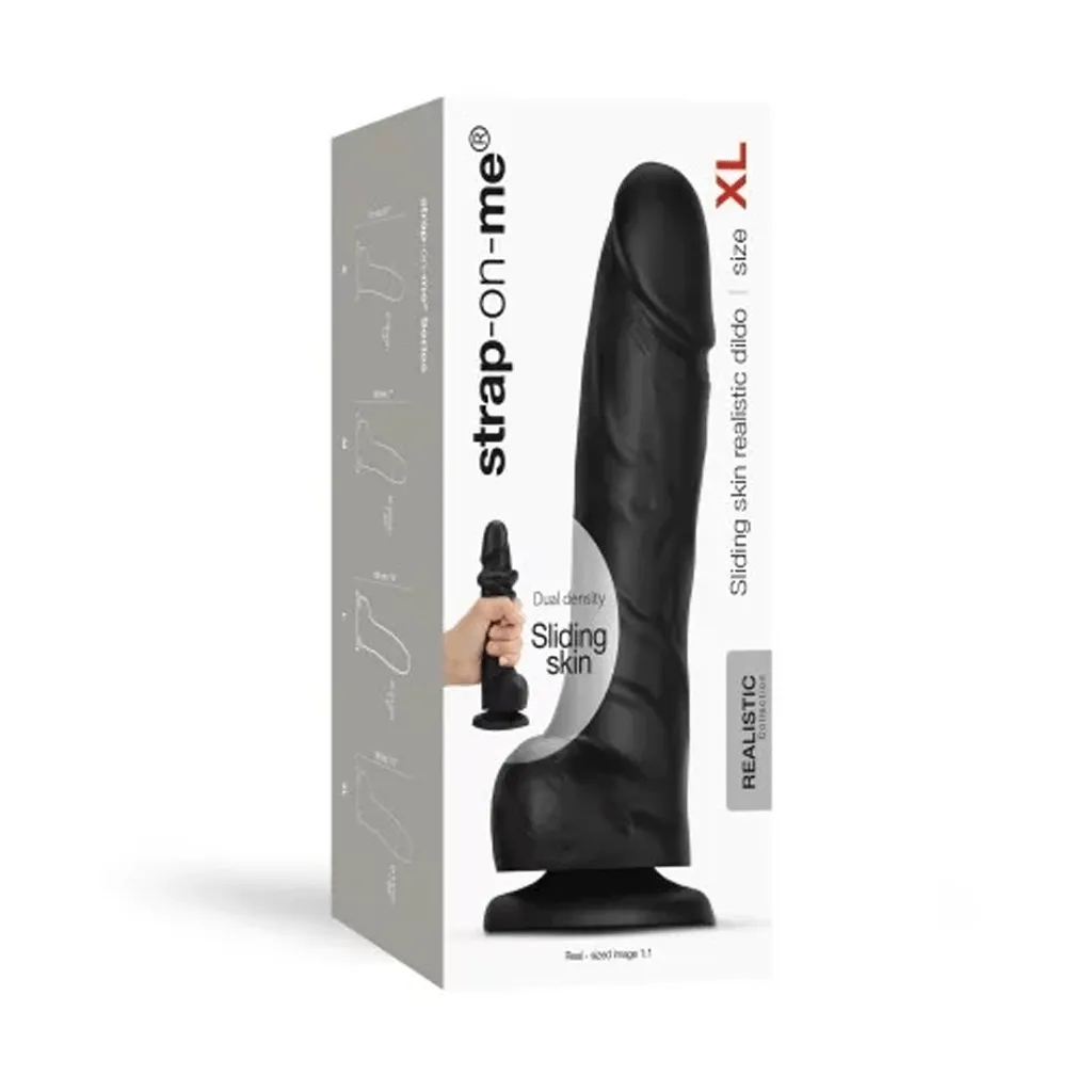 Strap On Me Sliding Skin Realistic Black Dildo