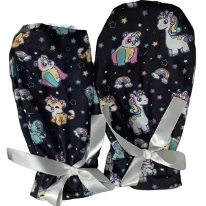 Unicorn Animals Black Adult Mittens
