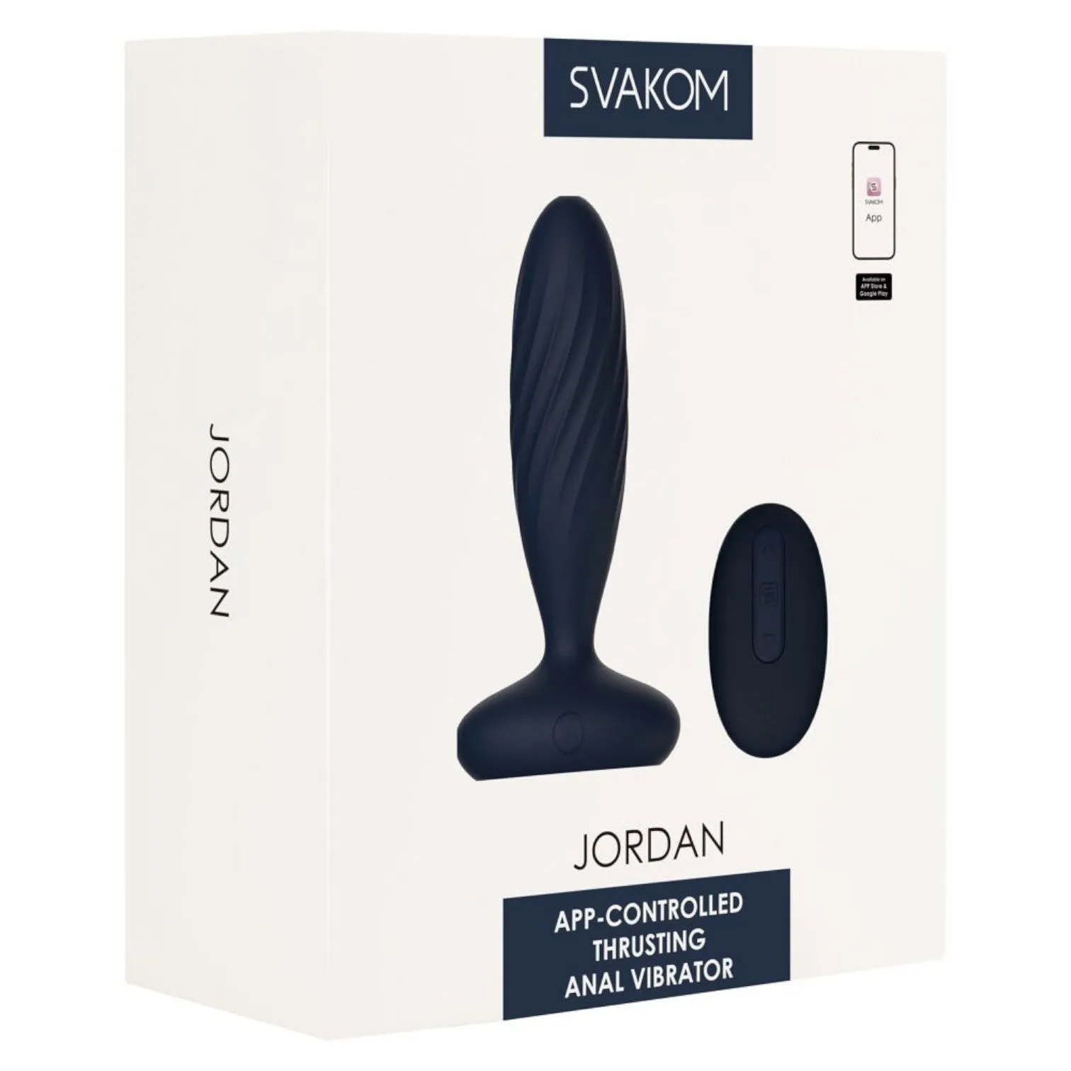 Vibrator anal SVAKOM JORDAN. control prin aplicație și telecomandă. 5 funcții de penetrare automată. 5 funcții de vibrație. albastru