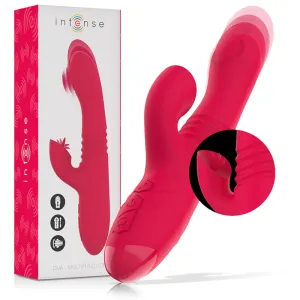 Vibrator rabbit INTENSE DUA Multifunction. cu 8 funcții de penetrare automată. 8 funcții de pulsații. 8 funcții de oscilații. roșu