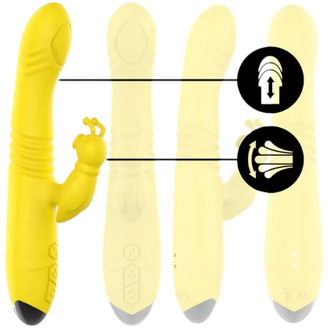 Vibrator rabbit INTENSE TOKY Multifunction. cu 8 funcții de penetrare automată. 8 funcții de pulsații. 8 funcții de oscilații. galben