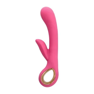 Vibrator rabbit TOYZ4LOVERS Handy Petal Grip. pentru clitoris și punctul G. 10 funcții de vibrație. 18.8 cm. roz cu auriu