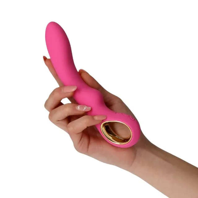 Vibrator TOYZ4LOVERS Handy Wave Grip Large. pentru stimularea punctului G. 10 funcții de vibrație. 24 cm. roz cu auriu