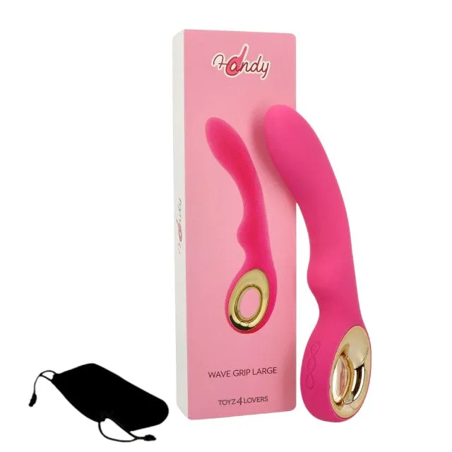 Vibrator TOYZ4LOVERS Handy Wave Grip Large. pentru stimularea punctului G. 10 funcții de vibrație. 24 cm. roz cu auriu