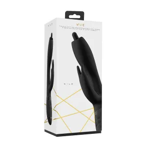 VIVE NILO Rechargeable Pinpoint Rotating Siilicone Rabbit Vibrator Black